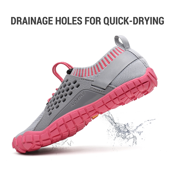 Women's Quick-Dry Aqua Water Shoes - LIGHT GREY WATERMELON RED - 3